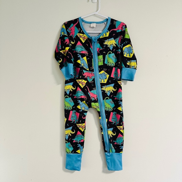 Toddler Neon Dinosaur Print Long Sleeve Sleeper Size 1-2y - Picture 1 of 6